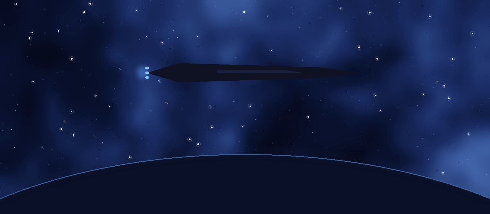 A Traveler's ship above a planet